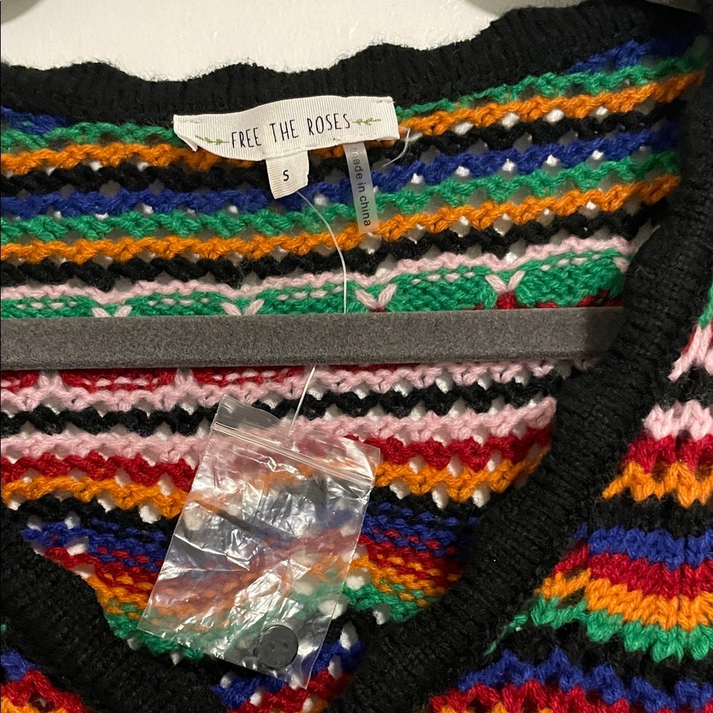 Anthropologie Vintage Free the Roses Colorful Sweater size S *NWT* - Picture 5 of 9